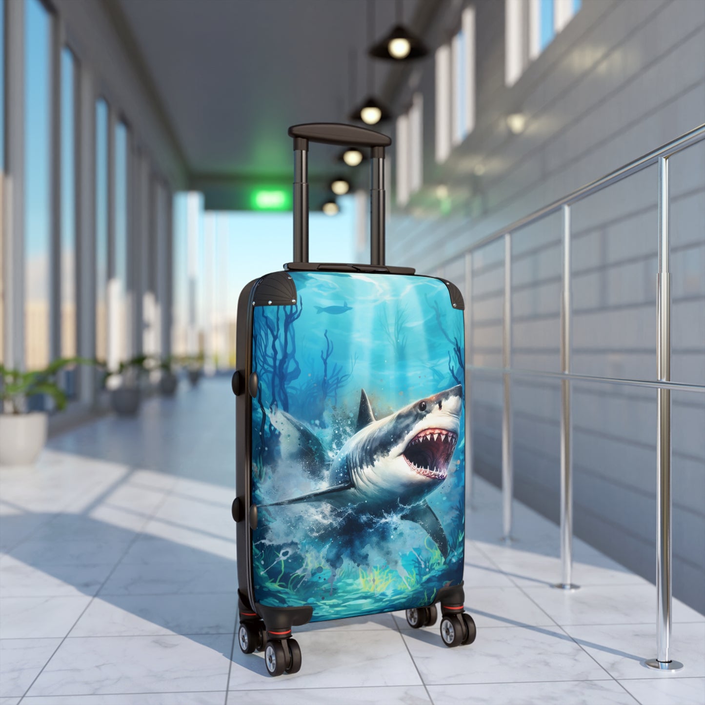 Shark-Patterned Suitcase – Stylish and Durable Travel Companion