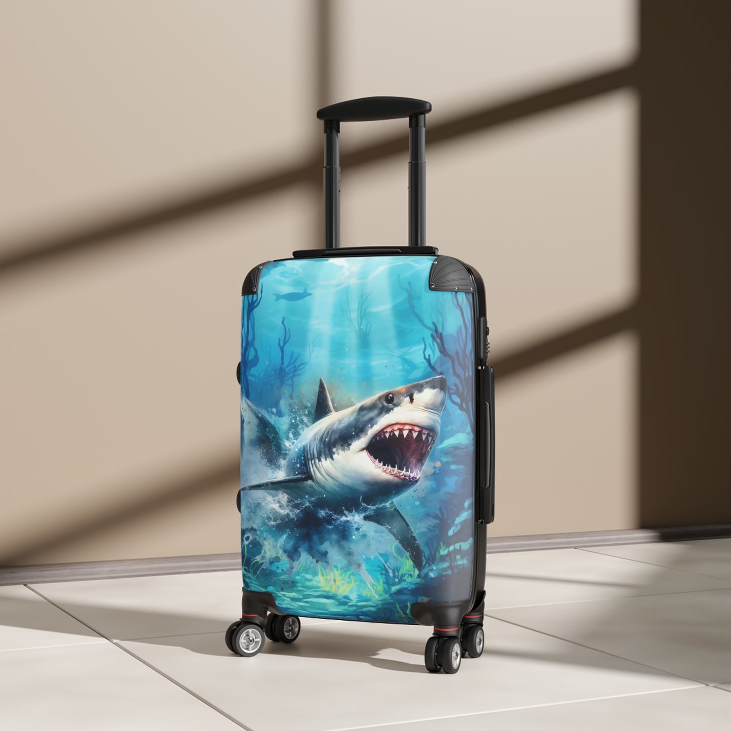 Shark-Patterned Suitcase – Stylish and Durable Travel Companion